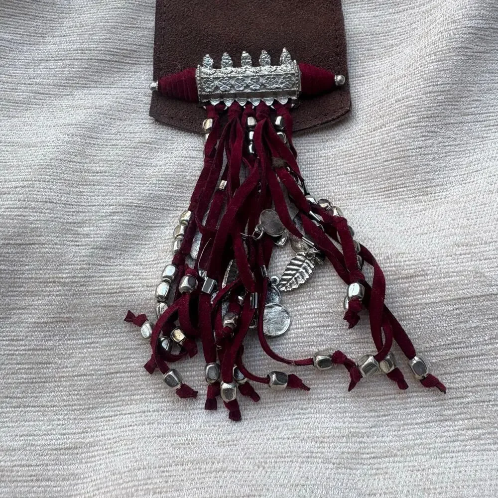 Earthbound Trading Co Purse Afghanistan Inspired Boho Leather Cotton Convertible - Picture 4 of 12